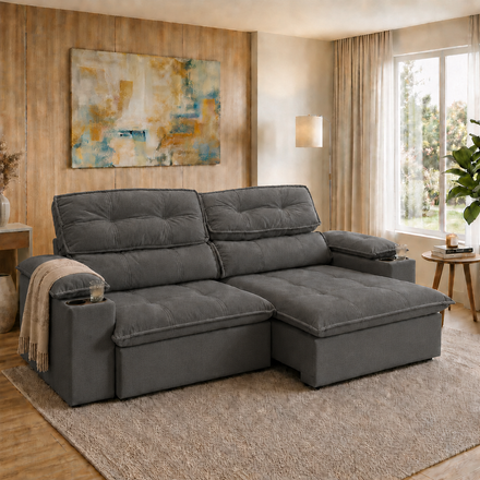 Imagen de Sofá Reclinable 3 Cuerpos Liverpool Gris 2,40m