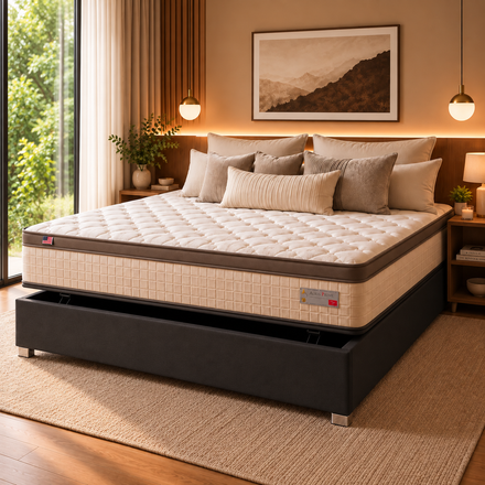 Imagen de Sommier con Baúl 2 Plazas Híbrido Royal Látex 25cm
