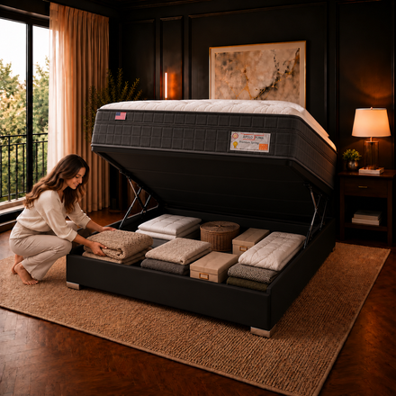 Imagen de Sommier con Baúl 2 Plazas Resortes Bellagio Superlastic