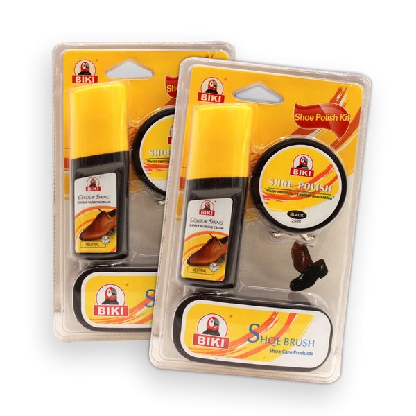 Imagen de Set lustra zapatos Pomada pasta negra 25 ml - pomada liquida neutral 30 ml - cepillo