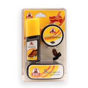 Imagen de Set lustra zapatos Pomada pasta negra 25 ml - pomada liquida neutral 30 ml - cepillo