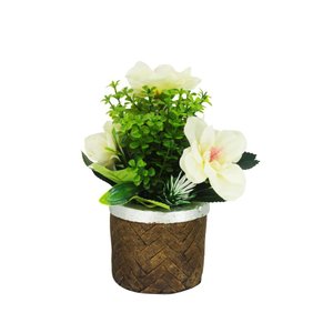 Imagen de Adorno maceta tipo cesto con flores