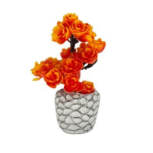 Imagen de Adorno maceta rústica con flores naranjas