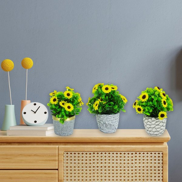 Imagen de Adorno maceta rústica con girasoles