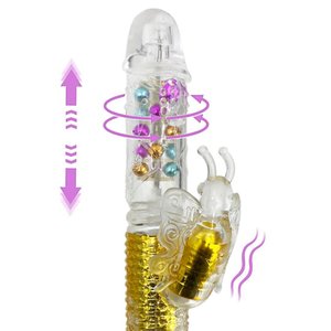 Imagen de Consolador Vibrador con estimulador mariposa USB
