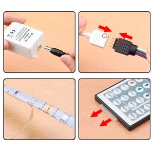 Imagen de Cinta tira de luces led Rgb 2835 transformador + control 5m