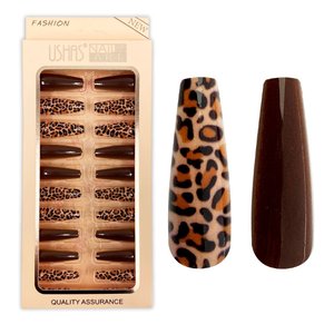 Imagen de Uñas postizas combinadas lisas y animal print 24 unidades Ushas