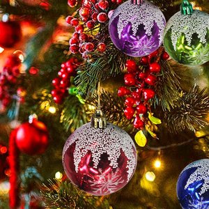 Imagen de Bola esfera decorada navidad 6 unidades