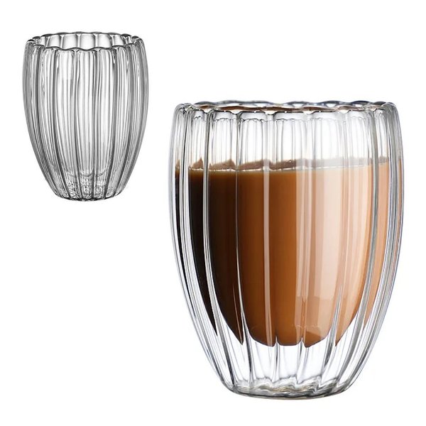 Imagen de Vaso Vidrio Doble Pared con rayas 380ml