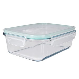 Imagen de Recipiente de vidrio rectangular con tapa hermética color 700 ml