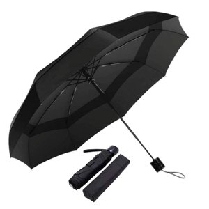 Imagen de Paraguas plegable negro- Paraguas corto de cartera con funda