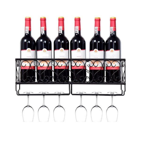 Imagen de Soporte metálico de pared para vinos y copas