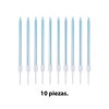 Imagen de Velas de cumpleaños finas-largas x 10pc con base blister 13c