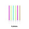 Imagen de Velas de cumpleaños finas-largas x 6pc con base blister 12cm