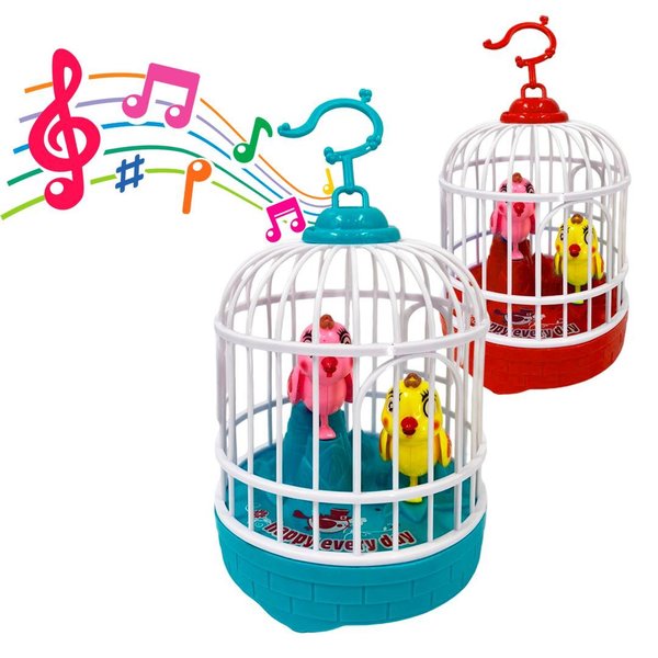 Imagen de Jaula con pájaros-musicales-en caja 10x20cm.-3 colores