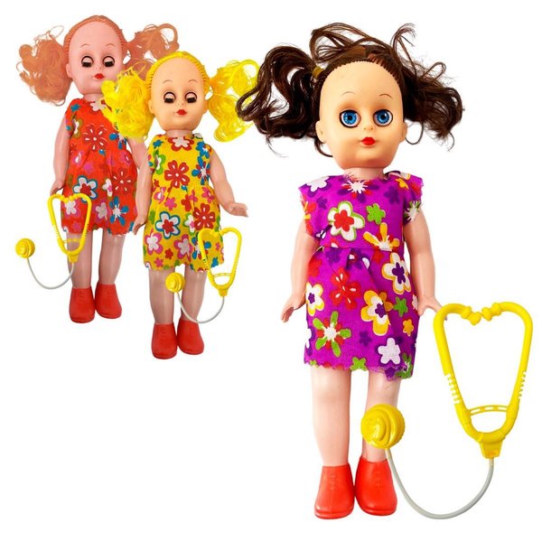 Imagen de Muñeca en bolsa con pelo y vestido-28x12cm.