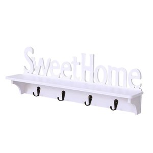 Imagen de Repisa estante Porta llaves 4 ganchos Diseño Sweet Home