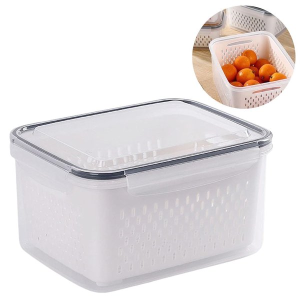 Imagen de Contenedor para alimentos con tapa y canasto de drenaje