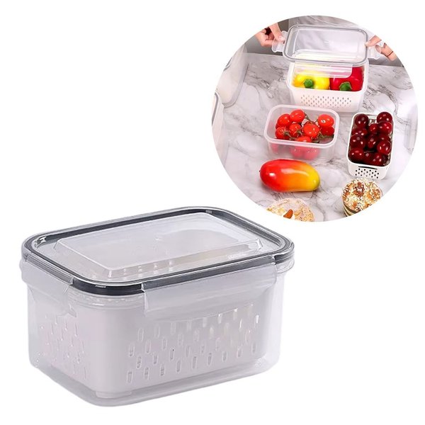 Imagen de Contenedor para alimentos con tapa y canasto de drenaje