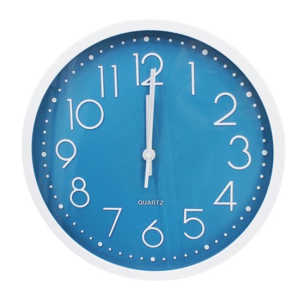 Imagen de Reloj de pared redondo fondo azul-29cm-numeros plateados