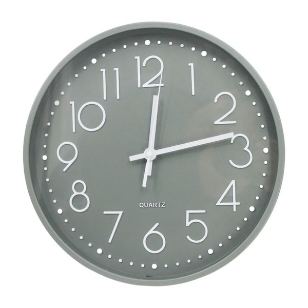 Imagen de Reloj de pared redondo fondo negro-29cm-numeros plateados
