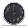 Imagen de Reloj de pared redondo fondo negro-23 cm-numeros plateados