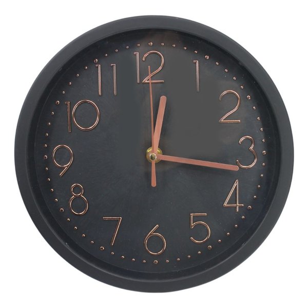 Imagen de Reloj de pared redondo fondo blanco marco negro-23 cm
