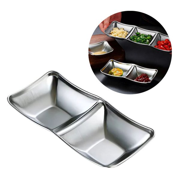 Imagen de Bowl plateado doble cuadrado 8x16cm.Acero inox