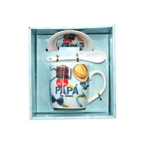 Imagen de Taza cerámica con cuchara y plato - Diseños para Papá