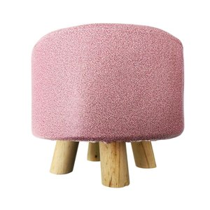 Imagen de Banqueta Puff Banco Tapizada Tela Patas  De Madera