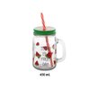 Imagen de Frasco Jarro de vidrio con tapa y sorbito - Estampado 450ml
