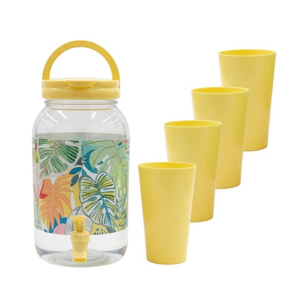 Imagen de Frasco para jugos con canilla y tapa-estampado con vasos-3,8