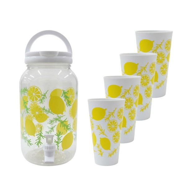 Imagen de Frasco para jugos con canilla y tapa-estampado con vasos-3,8