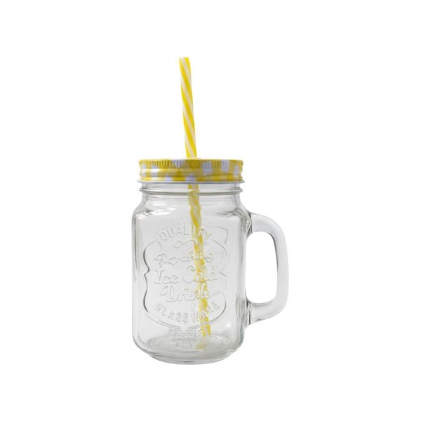 Imagen de Jarro de vidrio con asa-tapa cuadrille y sorbito- 450ml