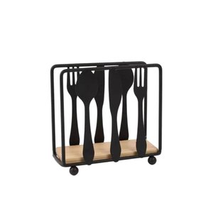 Imagen de Servilletero bambu y metal negro mate- modelo cubiertos-11x1