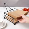 Imagen de Servilletero metal negro mate Base madera con metal