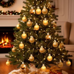 Imagen de Navidad bolas 6cm-caja por 24pc-dorado-caja pvc