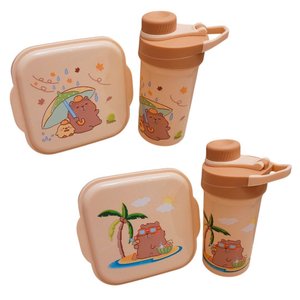 Imagen de Set vianda + vaso con sorbito Diseño infantil