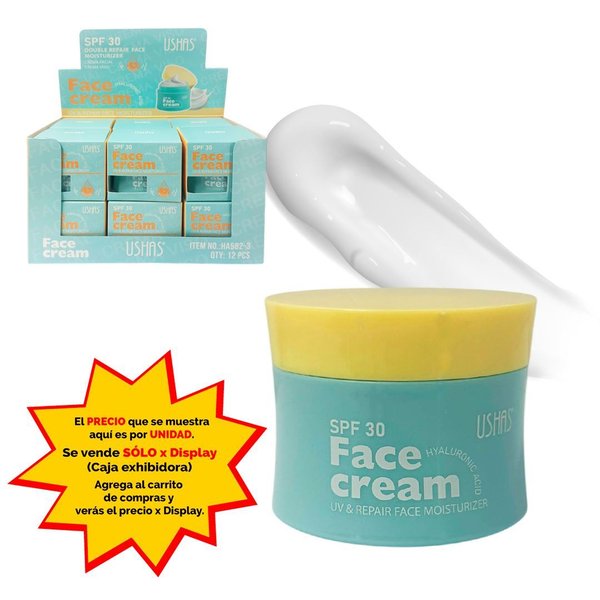 Imagen de Crema facial Ushas-Acido hialuronico-proteccion UV- HA582-3
