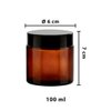 Imagen de Pote frasco de vidrio ambar 100ml con tapa rosca y contratapa