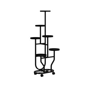 Imagen de Soporte para plantas - 6 Portamacetas + Estante inferior doble