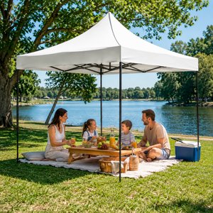 Imagen de Gazebo plegable blanco automatico-estructura de acero 3x3mt.
