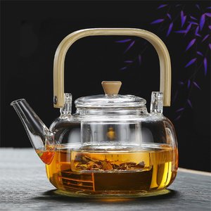 Imagen de Tetera vidrio 1 Lt con infusor - Asa en bambú