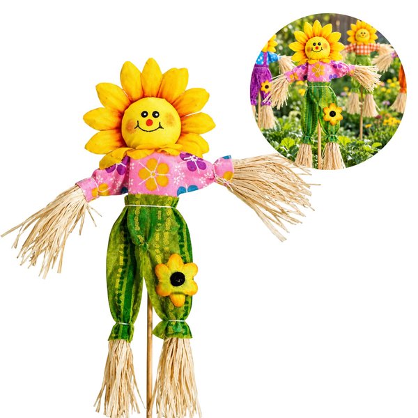 Imagen de Espantapajaro girasol con palito 29 cm para maceta