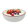 Imagen de Bowl ceramica brilloso blanco  14x6cm-borde color-exterior o