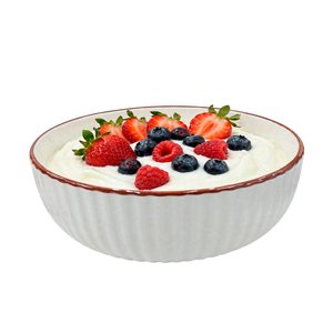 Imagen de Bowl ceramica brilloso blanco  14x6cm-borde color-exterior o