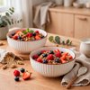 Imagen de Bowl ceramica brilloso blanco  14x6cm-borde color-exterior o