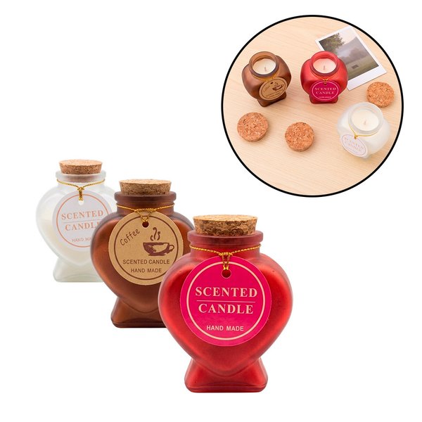 Imagen de Vela aromatica en frasco CORAZON C/U 7X6cm- 3 colores
