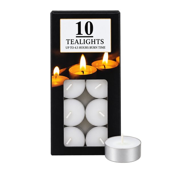Imagen de Velas blancas chatas x 10pc-3,5x1,5cm-4,5 horas en caja