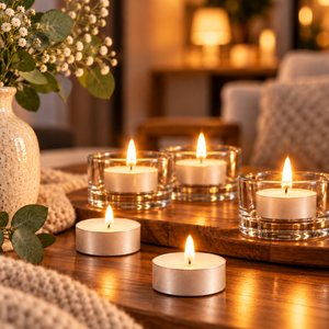 Imagen de Velas blancas chatas x 10pc-3,5x1,5cm-4,5 horas en caja